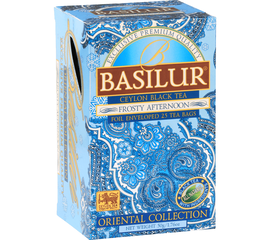 Découvrez un mélange de thé unique qui ravira tous vos sens. Notre thé Basilur associe un thé noir de Ceylan de première qualité à des fruits et des herbes soigneusement sélectionnés qui confèrent à chaque tasse un arôme incomparable. Cette composition fruitée et aromatique est idéale pour les amateurs de thé qui apprécient la qualité et le goût. Chaque gorgée vous emmène dans l'univers du thé noir fruité et rappelle les nuances subtiles des meilleurs thés de Ceylan.  Parfait pour les moments de détente ou pour faire une petite pause, c'est un régal pour les yeux, le nez et le palais.  Ingrédients : thé noir, bleuets blancs, bleuets bleus. Arôme : fruit de la passion, orange.  Type de thé : thé noir. Conditionnement du thé : thé en vrac. Emballage : emballage en papier. Contenu : 50 g (25 x 2 g).