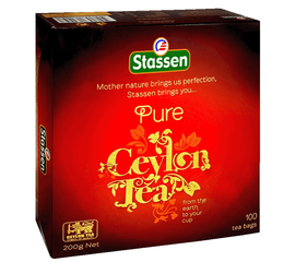 Stassen Pure Ceylon Tea Schwarztee – 100 Gastro-Teebeutel, 200 g